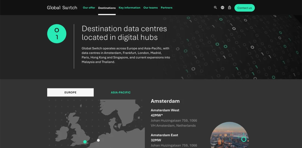 Global Switch Global Destinations Web Page