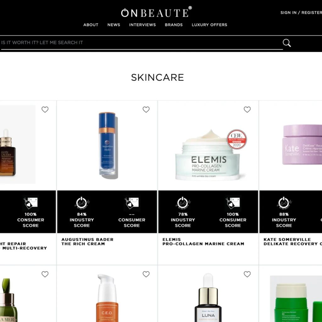 ON Beaute website